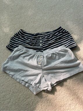 Brandy Melville Navy Stripe & Light Gray Athletic Lounge Shorts
